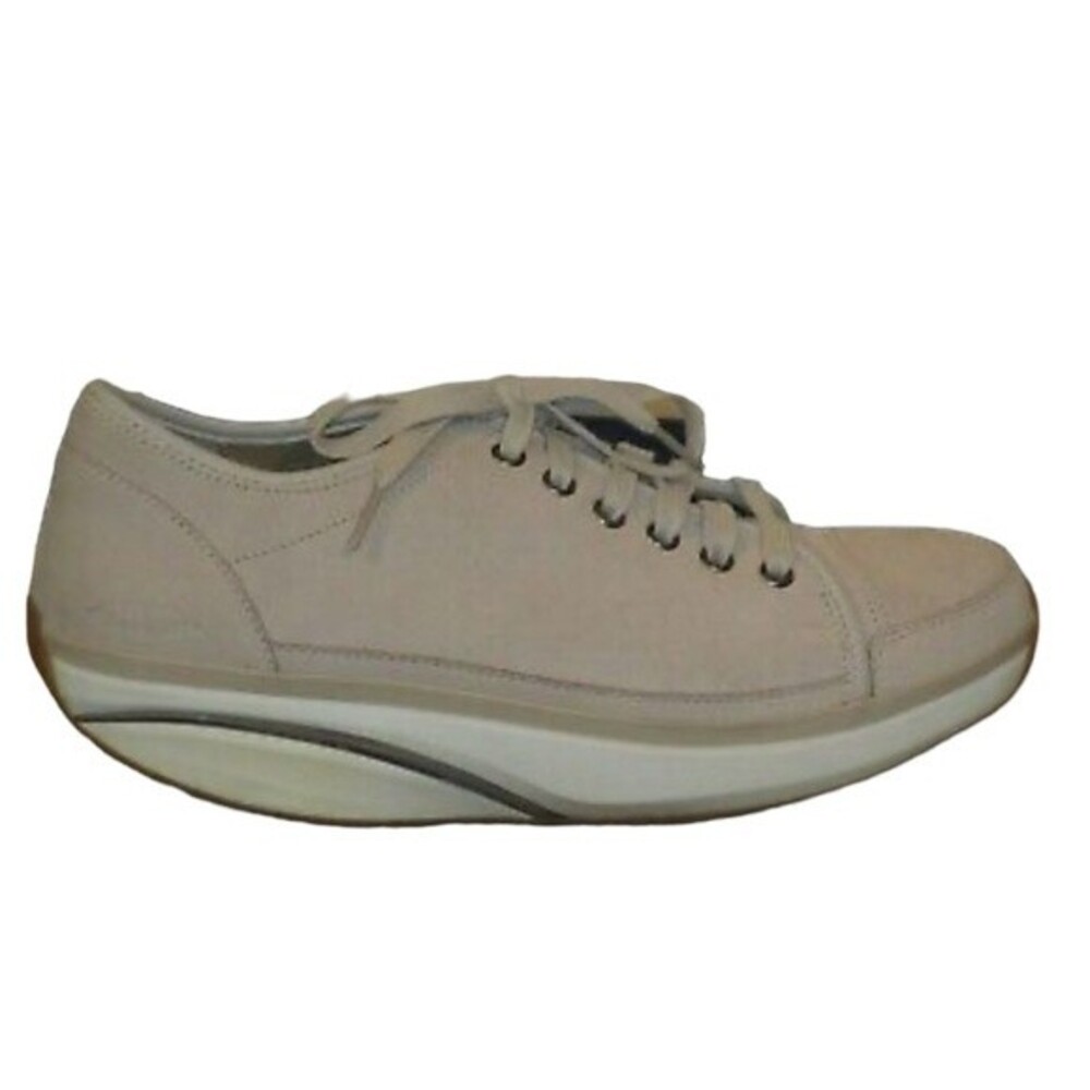 MBT Lace Up Rocker Bottom Leather Sneakers in Creamy Beige 38